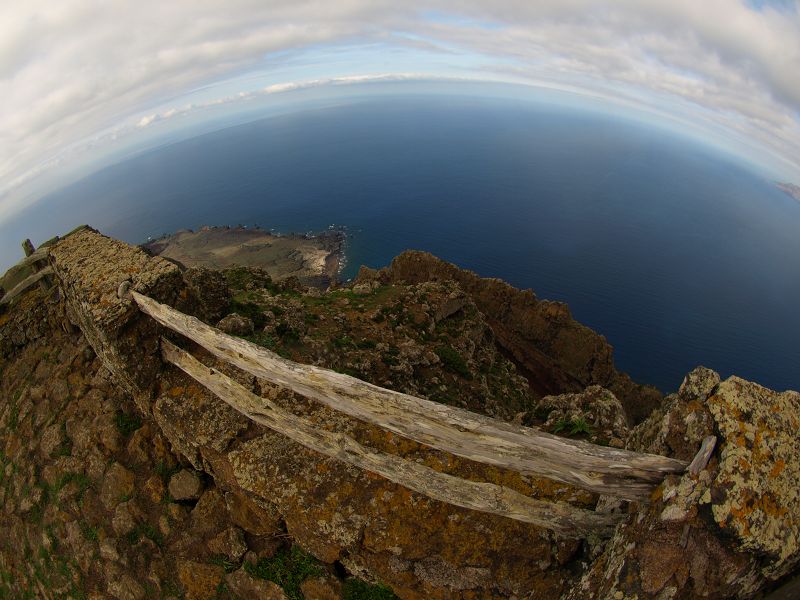 Mirador Bascos Blick runter Pozo de la Salud Blick in die Caldera El Golfo