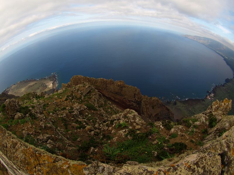 Mirador Bascos Blick runter Pozo de la Salud Blick in die Caldera El Golfo