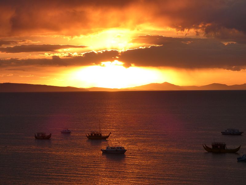 Copacabana  Lago Titicaca Titicacasee sundown