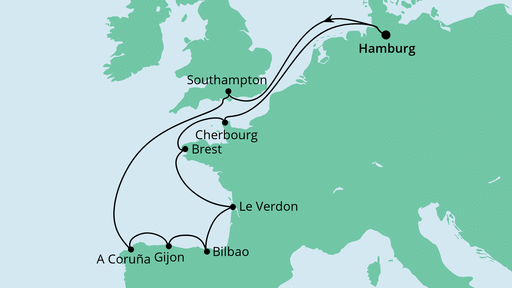 12 Tage mit AIDAsol ÄRMELKANAL & GOLF VON BISKAYA vom 10.09.2023 bis 22.09.2023 ab/bis Hamburg